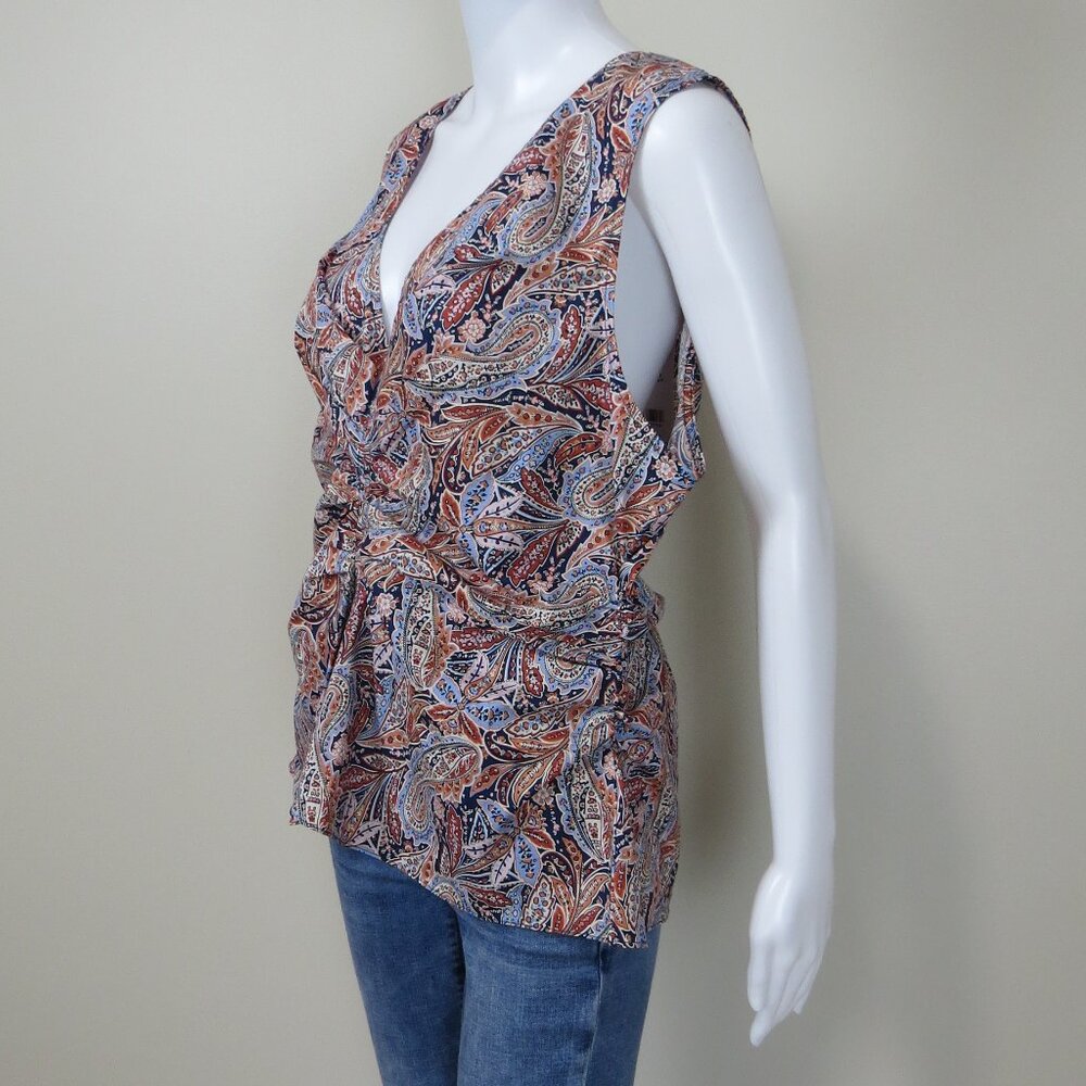 NEW Veronica Beard Aiden Paisley Print Center Ruched Top SIZE 16 - Picture 3 of 10